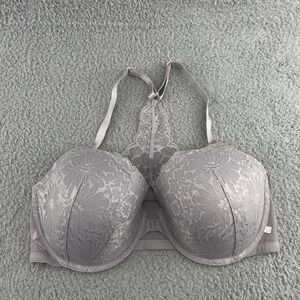 Victoria's Secret Women's Lined Demi Double‎ 38DD GRAY Floral Lace Coquette